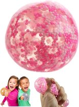 Stressbal Met Foamballetjes Roze/ Wit 8 Cm - Fidget Toy