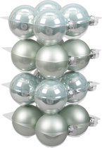 Glas kerstballen - 8 cm - 16 stuks - Oyster grey