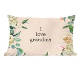 Sierkussen - Moederdag Oma I Love Grandma Bloemen - Multicolor - 40 Cm X 60 Cm