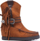 SmileFavorites® Dames Cowboylaarzen met Hak - Suedine - Camel - Maat 40