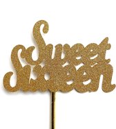 Taartdecoratie versiering| Taarttopper| Cake topper| Verjaardag| Sweet Sixteen|14 cm| Goud glitter| karton papier
