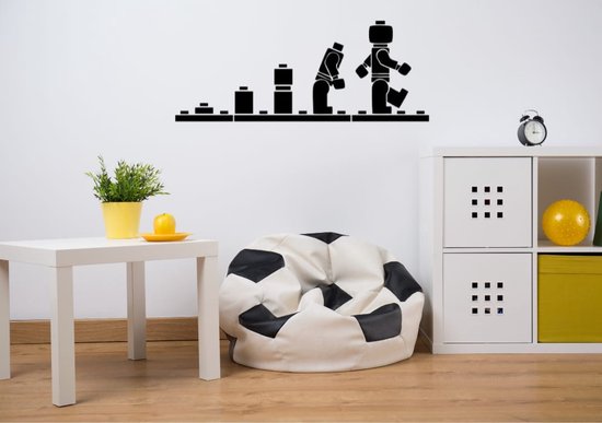 Lego Muursticker - Zwart - Kinderkamer - Jongens - Slaapkamer - Speelkamer  - Sticker -... | bol.com