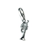 Charm 925/000 gerhodineerd zilver trompet met karabijnslot.