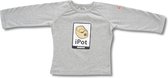 Twentyfourdips | T-shirt lange mouw kind met print 'iPot' | Grijs melee | Maat 92 | In giftbox