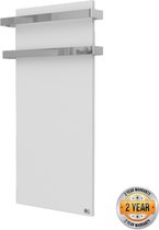 Sèche-serviettes infrarouge en métal Alkari avec contrôle ITC | chauffage de salle de bain | Blanc | 800 watts | 60 x 120 cm | avec thermostat séparé
