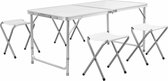 Supremium Campingtafel l Inklapbaar l Inclusief Krukken l Camping/Meubel l Draagbaar l Aluminium l Wit