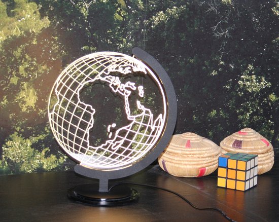 Nachtlampje 'Wereldbol' - 3d illusion met projectie van een globe - LED-lamp - USB - dimmerfunctie van GadgetBay — afbeelding 4