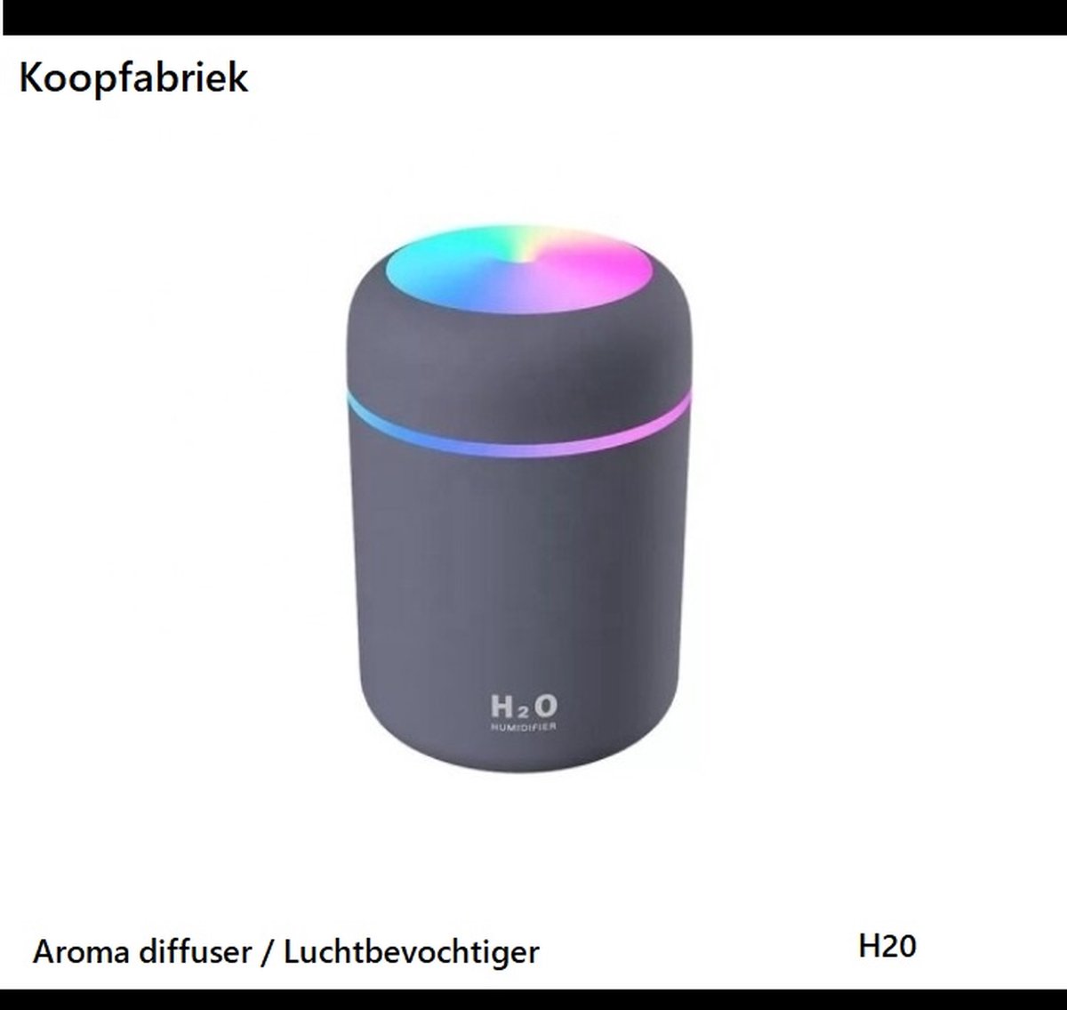 | Koopfabriek | Aroma Bevochtiger - Lucht bevochtiger - 300ML diffuser - RGB sfeerlamp - ZWART/BLACK