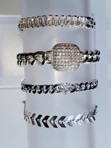 Rosa juwelen Aluminium armband silverkleurig KIES 3 soort