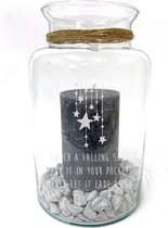 Windlicht/Vaas met QUOTE gravure Catch a falling star put it in your pocket never let it fade away. Zonder kaars en stenen. Cadeau  Kerst - Sint - verjaardag - zomaar - troost - ge