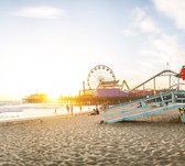 Santa Monica pier bij zonsondergang Los Angeles - Fotobehang (in banen) - 350 x 260 cm