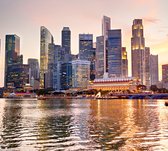 Skyline van Singapore bij een prachtige zonsondergang - Fotobehang (in banen) - 250 x 260 cm