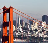 Downtown San Francisco met de Golden Gate Bridge - Fotobehang (in banen) - 250 x 260 cm