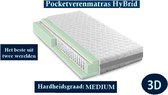 2-Persoons Matras -POCKET HYBRID 7 ZONE 21 CM - 3D - Gemiddeld ligcomfort - 140x200/21