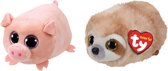 Ty - Knuffel - Teeny Ty's - Curly Pig & Dangler Sloth