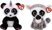 Ty - Knuffel - Beanie Buddy - Paris Panda & Linus lemur