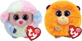 Ty - Knuffel - Teeny Puffies - Rainbow Poodle & Coconut Monkey