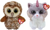 Ty - Knuffel - Beanie Buddy - Percy Owl & Asher Cat