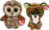 Ty - Knuffel - Beanie Boo's - Percy Owl & Tiggy Tiger