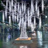 Kerstverlichting ijspegel wit Meteordouche regenverlichting, LED-ijspegellichten met hoge helderheid, waterdicht , 30 cm, 8 buizen, voor kerstdecoratie