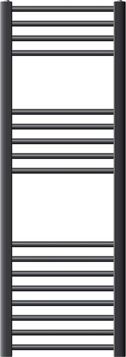 Badkamerradiator Sahara 400x1200 mm antraciet gebogen met zijaansluiting