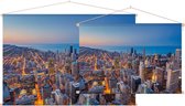 Skyline van Chicago Downtown tijdens avondschemering - Foto op Textielposter - 90 x 60 cm