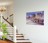 Sfeervolle winteravond in grachtengordel Amsterdam  - Foto op Textielposter - 120 x 80 cm
