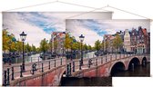 Hollandse grachtenpanden aan een Amsterdamse gracht - Foto op Textielposter - 120 x 80 cm