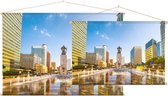 Gwanghwamun Plaza met het standbeeld Yi Sun in Seoul - Foto op Textielposter - 45 x 30 cm
