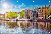 Klassieke herenhuizen aan de Amstel in Amsterdam - Foto op Tuinposter - 150 x 100 cm