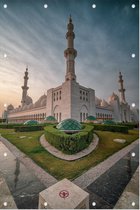 Artistiek beeld van de Grote Moskee in Abu Dhabi - Foto op Tuinposter - 80 x 120 cm
