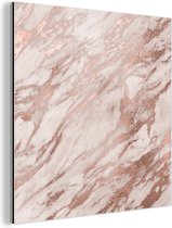 Décoration murale Métal - Aluminium Peinture Industrielle - Marbre - Rose - Goud - Rose - 90x90 cm - Dibond - Photo sur aluminium - Décoration murale industrielle - Pour le salon / chambre