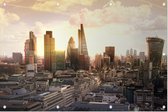 Zonsopgang over de zakelijke financiële wijk van Londen - Foto op Tuinposter - 120 x 80 cm