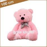 Roze grote knuffelbeer van 1 meter - Hele leuke grote roze knuffelbeer - Valentijnsknuffel - XXL Grote roze Knuffelbeer