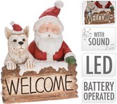 Kerstman en Welcome Bord met Led en Geluid - 50 cm