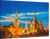 Basiliuskathedraal in Moskou bij een donkerblauwe lucht - Foto op Canvas - 45 x 30 cm