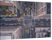 Luchtfoto van gele taxi's op 5th Avenue in New York City  - Foto op Canvas - 90 x 60 cm