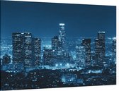 Skyline van nachtelijk Los Angeles City Center - Foto op Canvas - 150 x 100 cm