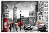 Karakteristieke tekening van het straatbeeld van Londen - Foto op Akoestisch paneel - 150 x 100 cm