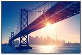 De skyline van de San Francisco Oakland Bay Bridge - Foto op Akoestisch paneel - 150 x 100 cm