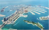 Luchtfoto van Dubai Palm Jumeirah Island in de Emiraten - Foto op Forex - 90 x 60 cm