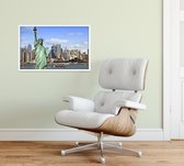 Vrijheidsbeeld en Hudson voor de skyline van New York - Foto op Forex - 45 x 30 cm