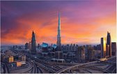 Het Dubai Business Center tijdens zonsondergang - Foto op Forex - 60 x 40 cm