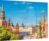 Kleurrijke blik op het Rode Plein en Kremlin in Moskou - Foto op Plexiglas - 90 x 60 cm
