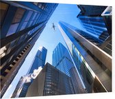 Doorkijkje tussen de wolkenkrabbers van Chicago - Foto op Plexiglas - 90 x 60 cm