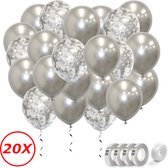 Verjaardag Versiering Helium Ballonnen Feest Versiering Decoratie Confetti Ballon Bruiloft Zilver - 20 Stuks