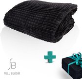 Luxe Fleece Deken | Zwart - Antraciet | Fleece Plaid - Sprei 220 x 240 | Fluffy Woondeken | Velvet Plaids | Blanket Black | Fleecedeken | Full Bloom