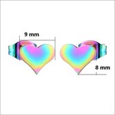 Aramat jewels ® - Regenboog zweerknopjes harten oorbellen chirurgisch staal 9mm