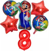Super Mario Ballon Set Cartoons Folie Ballon Verjaardag Partij Decoratie Kinderen Set 6 delig Nummer 8