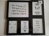 Fotolijst - set van 5 - in 3 maten - zwart